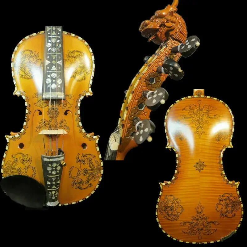 4/4 violin Deluxe fancy Norwegian fiddle of profession concert Hardanger fiddle