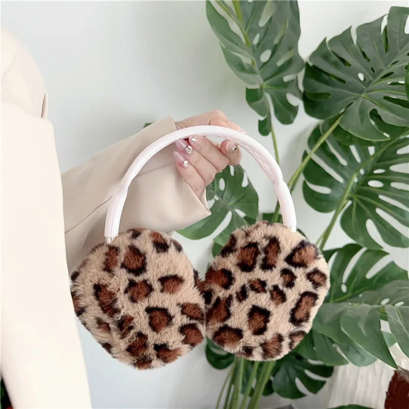 Luxury Leopard Print Cases Fluffy Plush Fur Soft Protective Case For Airpods Max Wireless Headphone Earphone Accessories Covers