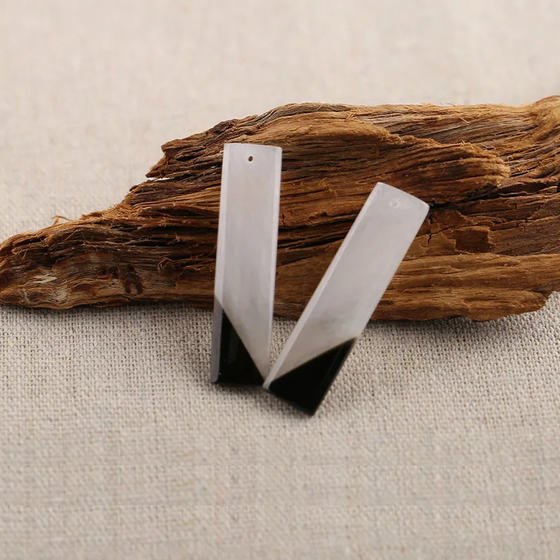 

B&F Rectangle White Jade&Obsidian Earring Beads, Handmade Natural stones beads, Polished Stones for jewelry Making Supplies