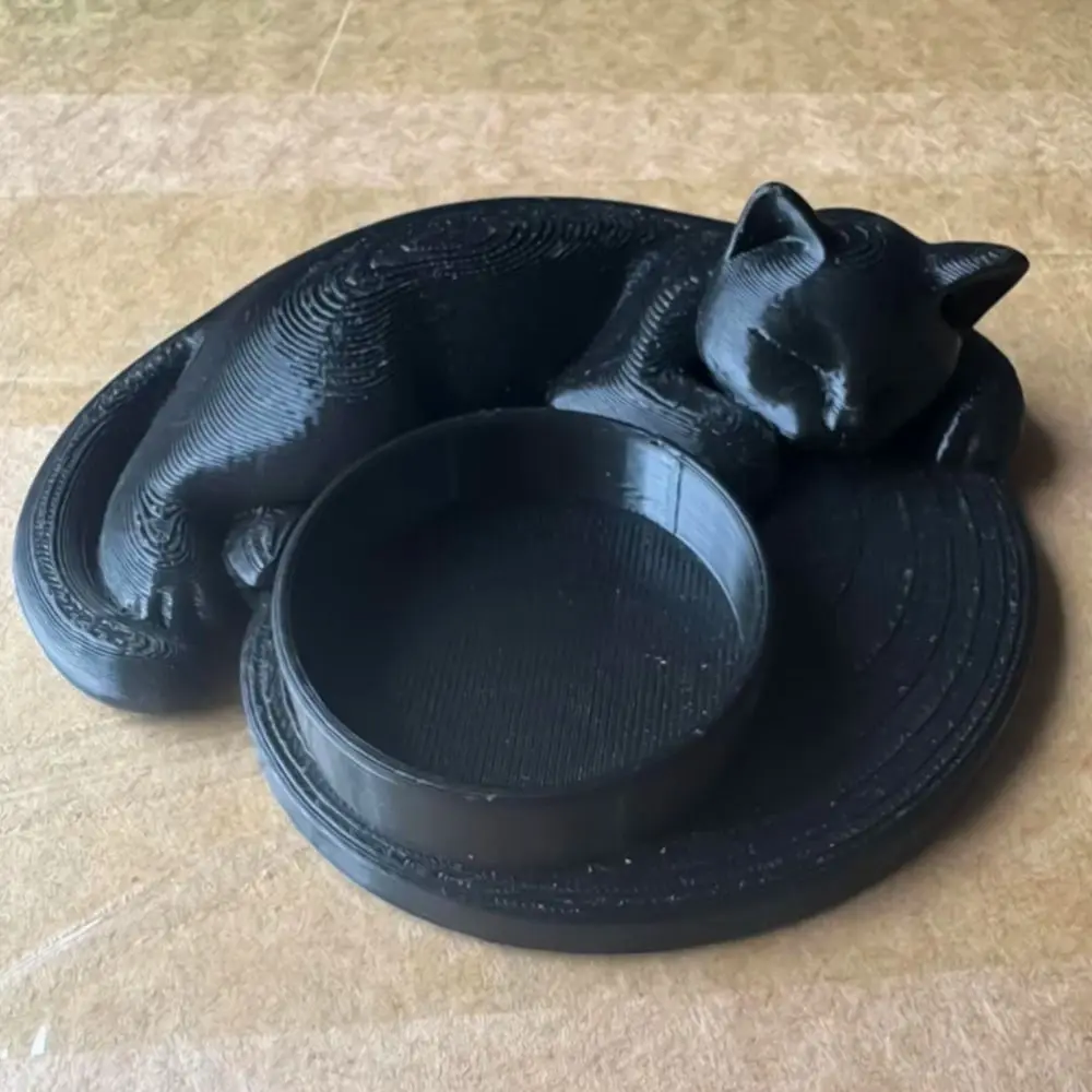 Art Decor 3D Printed Cat Candle Stand Plastic Cute Cat Candle Holder Ring-Shaped Kitten Sleeping Ornament Cat Candlestick Gift