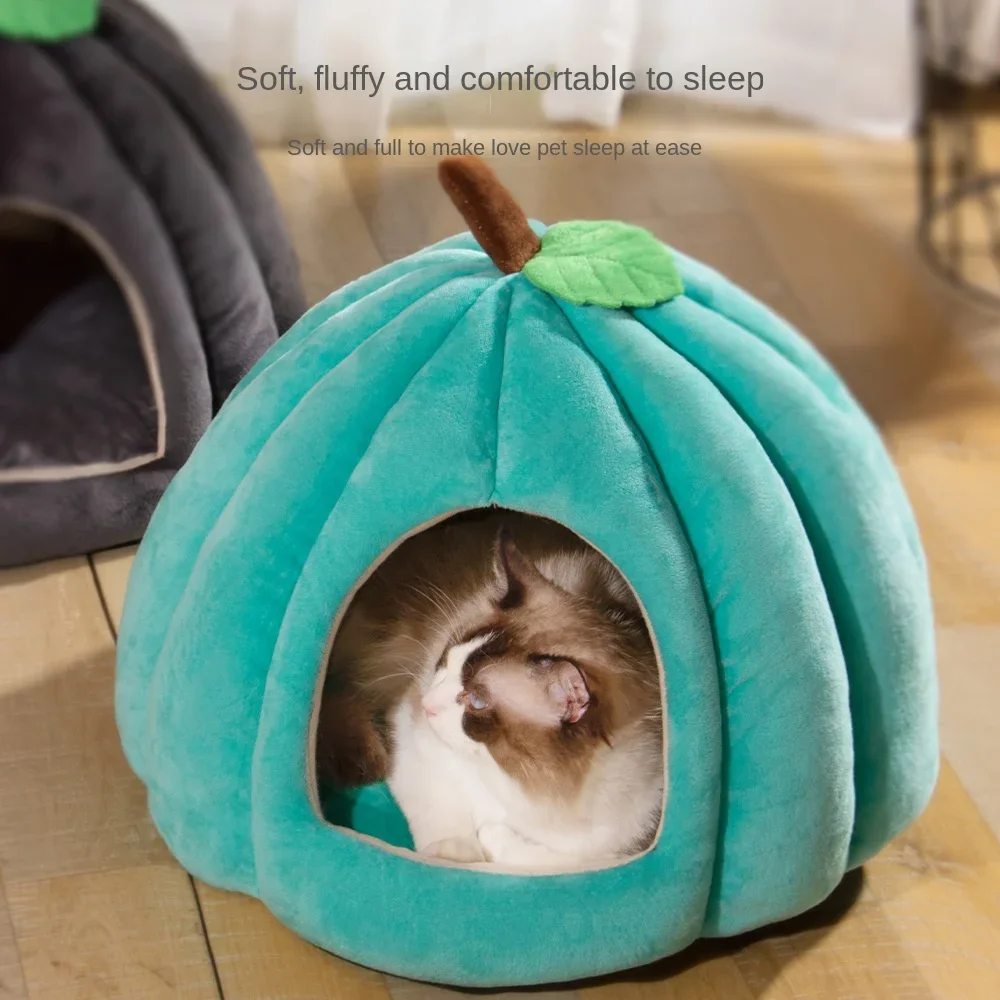 Winter Cat House Christmas Pumpkin Dog Kennel Cat Small Dog Beds Villa Indoor Cat Tent Puppy House Dog Cushion Pet Accessories