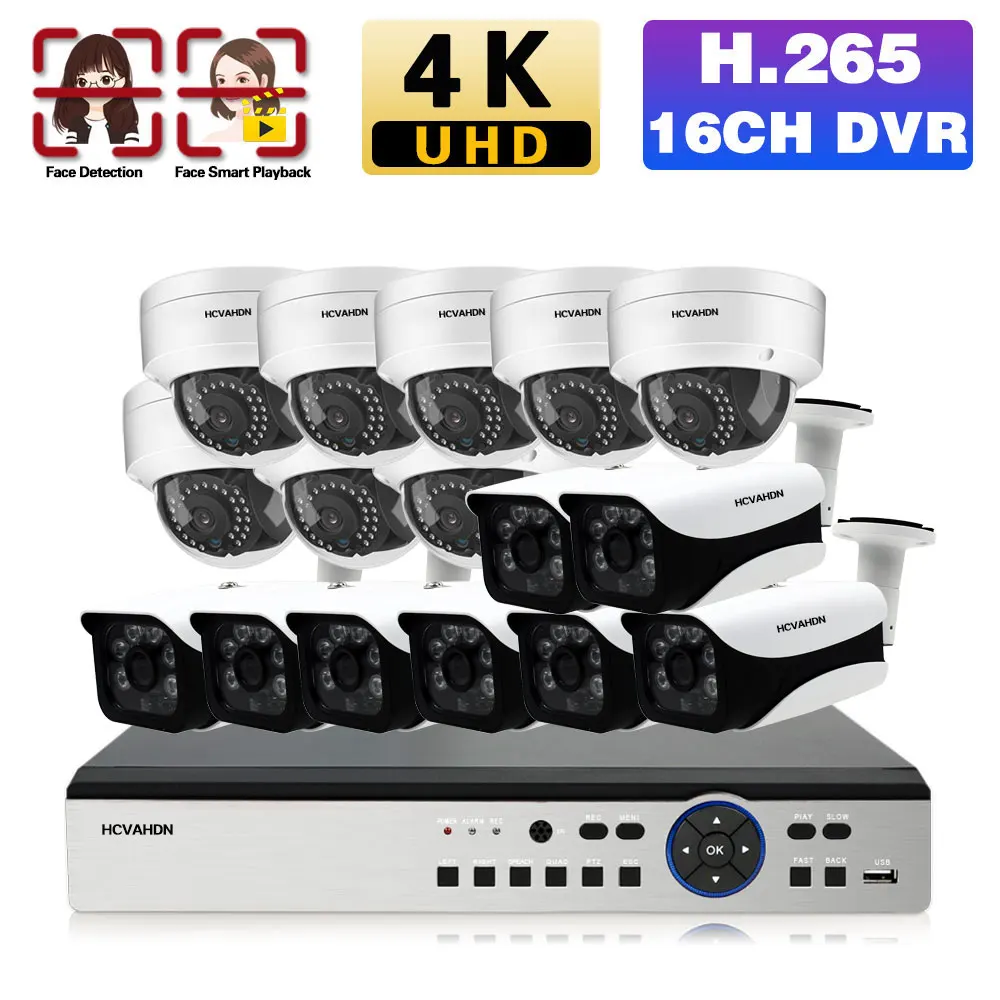 

Система видеонаблюдения, 16 каналов, AHD DVR, 4K, наружная Водонепроницаемая камера XMEYE, аналоговая камера HD 8 Мп, комплект видеонаблюдения 8 МП