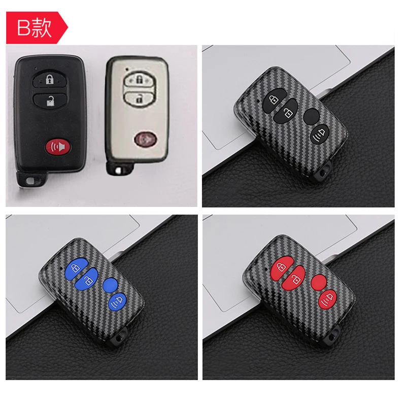ABS Carbon Car Key Case for Toyota Aqua RAV4 Land Cruiser Camry Prado Corolla Prius Cover Keyless Remote Fob 2 3 Buttons 2013 20 view 2