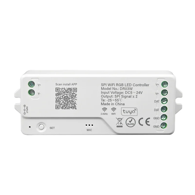 

ABRB-SPI Wi-Fi RGB светодиодный контроллер DR03W Tuya Wi-Fi светодиодный контроллер для WS2811 WS2812B WS2815 адресуемая светодиодная лента RGB работает