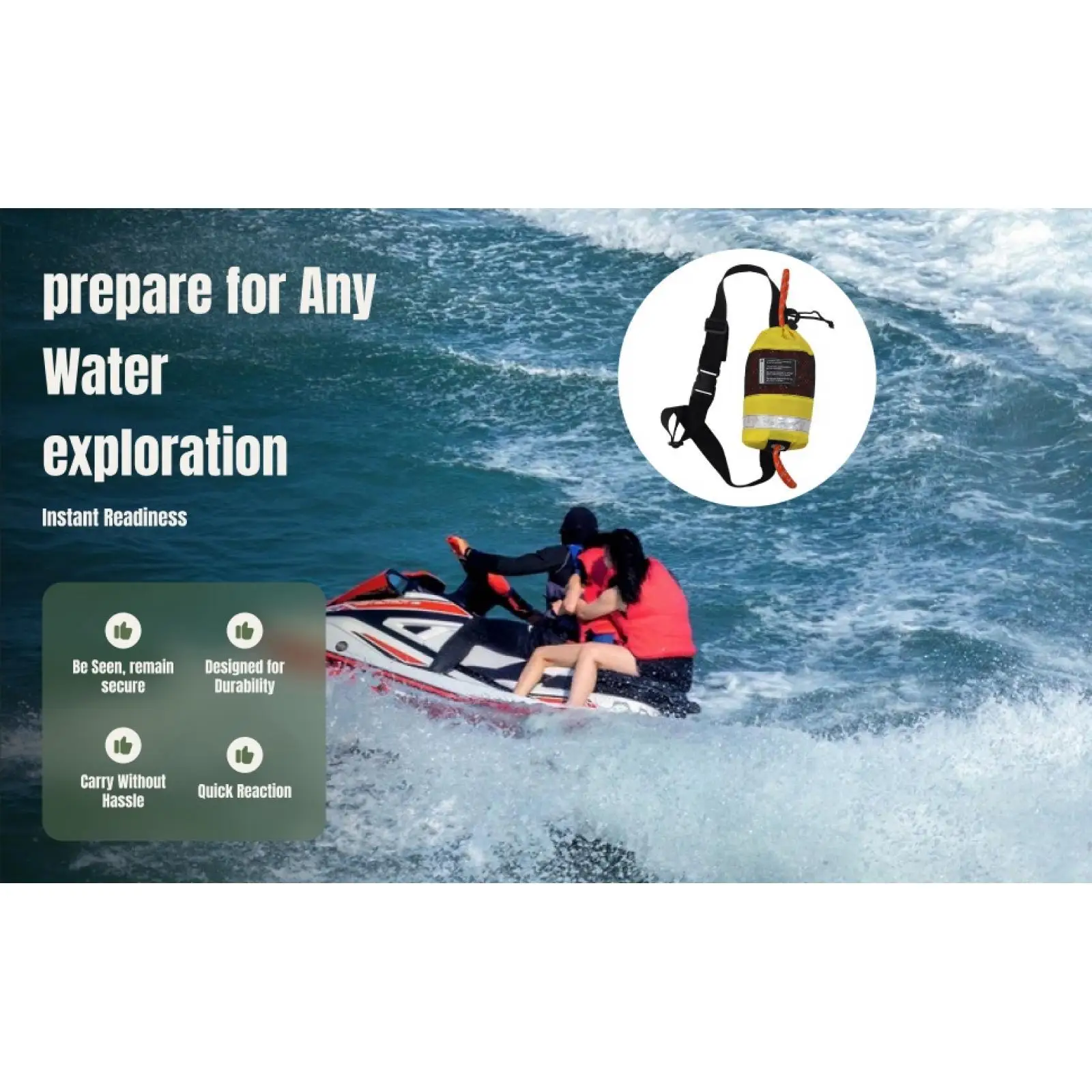 Throw Bag Water Floating Rope Flotation Device 16M High Visibility Equipment for Sailing Fishing Kayaking Rafting Accessories