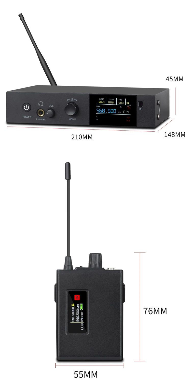 Paulkitson EM-1100 Drahtloses In-Ear-Monitoring-System 24Bit 192KHz Stereo Mono Klarer Klang Stabiles Signalband Live-Performance – Detail 14