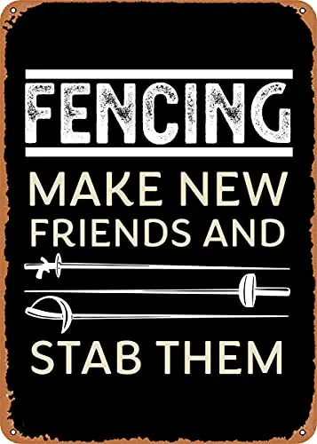 

Funny Fencing Fence Epee Vintage Look Metal Sign Art Prints Retro Gift 8x12 Inch