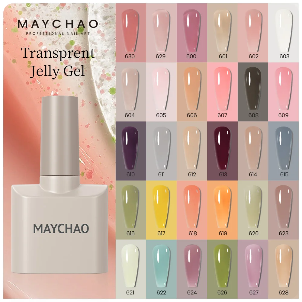 MAYCHAO 12ml Translucent Jelly Gel Nail Polish Nude Pink All For Manicure Semi Permanent Soak Off UV LED Gel Nail Art Varnish