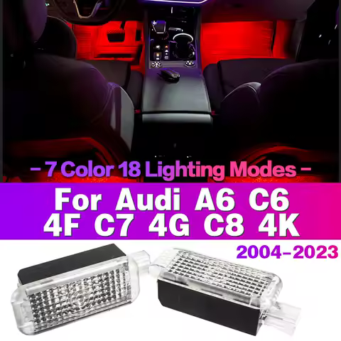 LED Car Footwell Light Bulb Interior Atmosphere Lamp Decorative Accessories For Audi A6 C6 4F C7 4G C8 4K 2004 2005 2006 - 2023