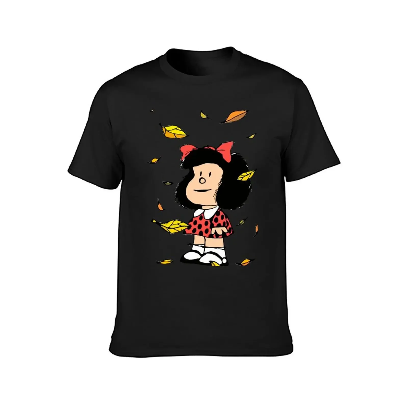 Mafalda autumn leaves Quino Comic argentino T-Shirt graphic tee shirt Short sleeve tee custom shirt compression shirt men