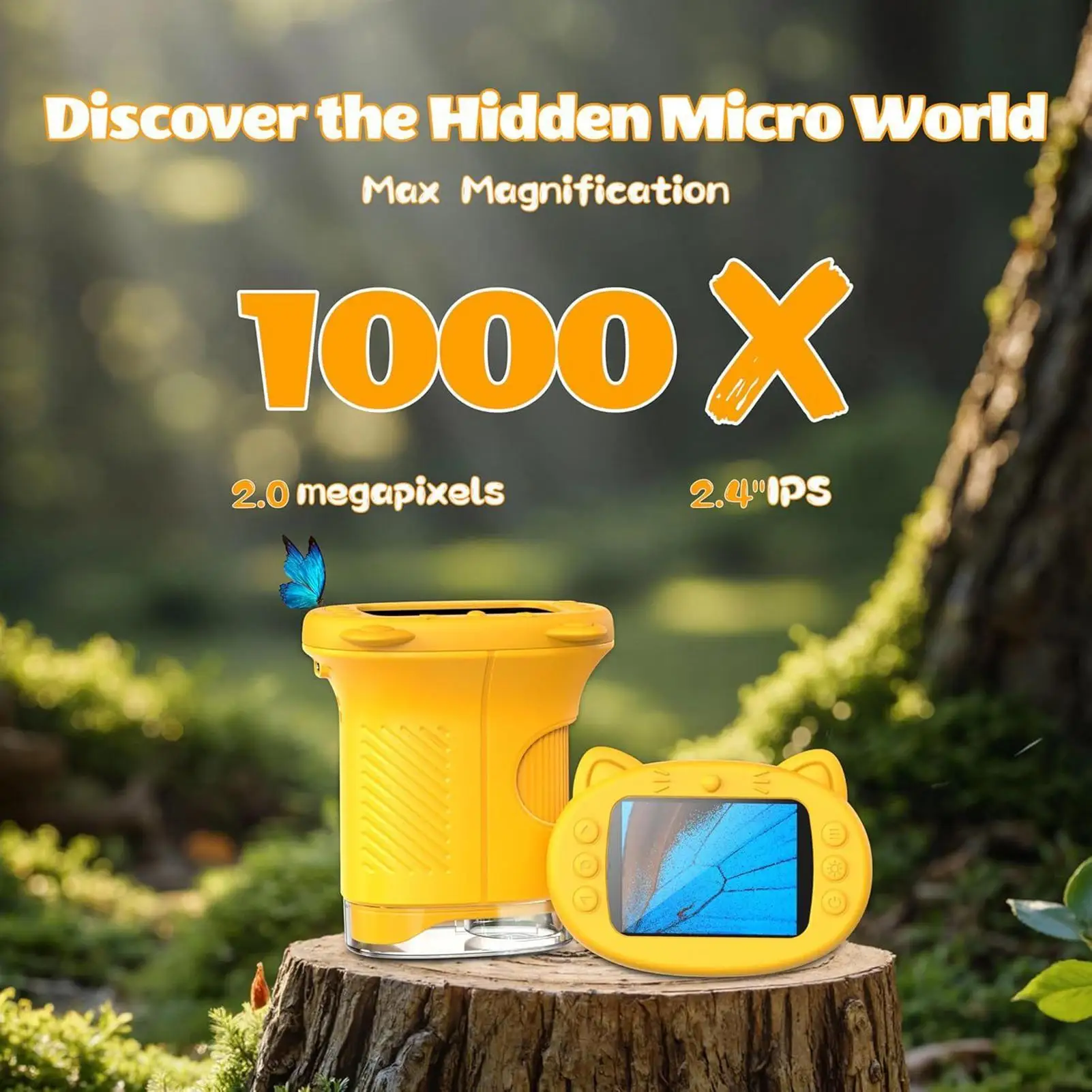 2.4inch Screen Mini Pocket Digital Microscopes Rechargeable 1000X Handheld Microscope Portable Education Gift Children Students