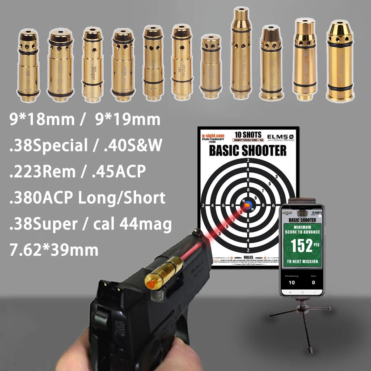 

Tactical 9mm 7.62*39 380ACP 40S&W .223Rem 45ACP Red Laser Training Bullet 44mag 9x19mm AK47 Dry Fire Laser Trainer Cartridge