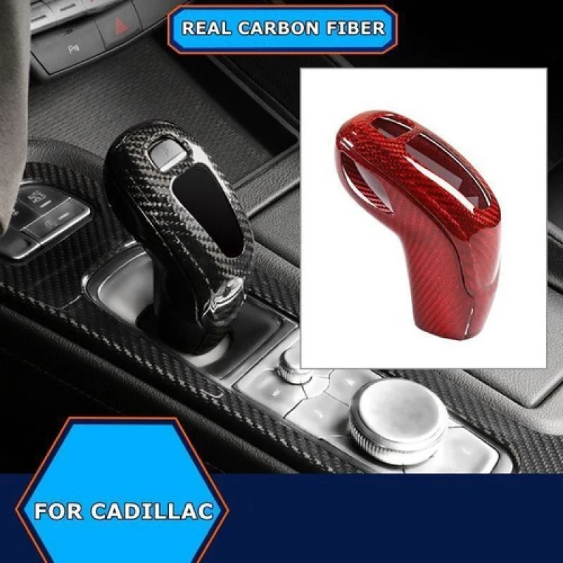 A + ألياف الكربون الأحمر مقبض ناقل حركة السيارة غطاء الكسوة صالح لكاديلاك CT5 2020-2022 #1