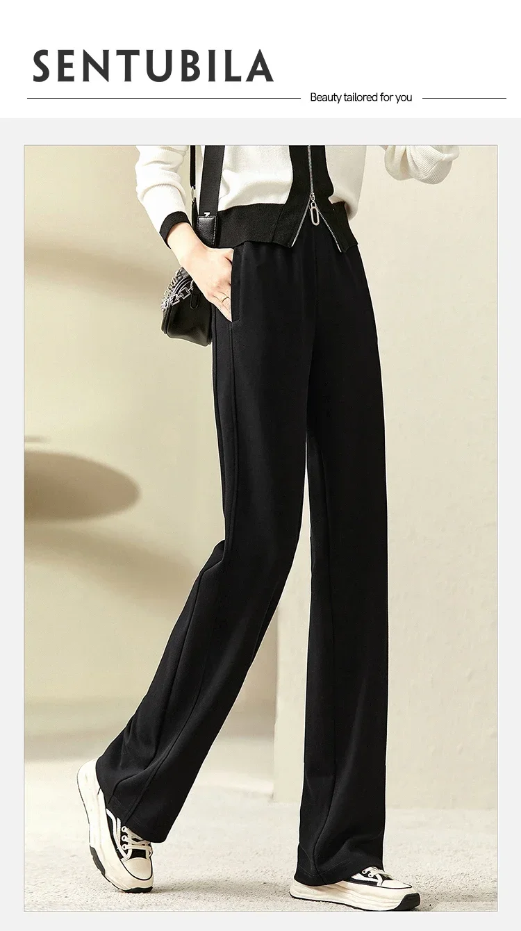 SENTUBILA Weite Sweatpants für Damen, Casual-Hose, Koreanische Mode 2026, Hose mit elastischem Bund, Damenbekleidung, Streetwear 153KA3216 – Detail 1