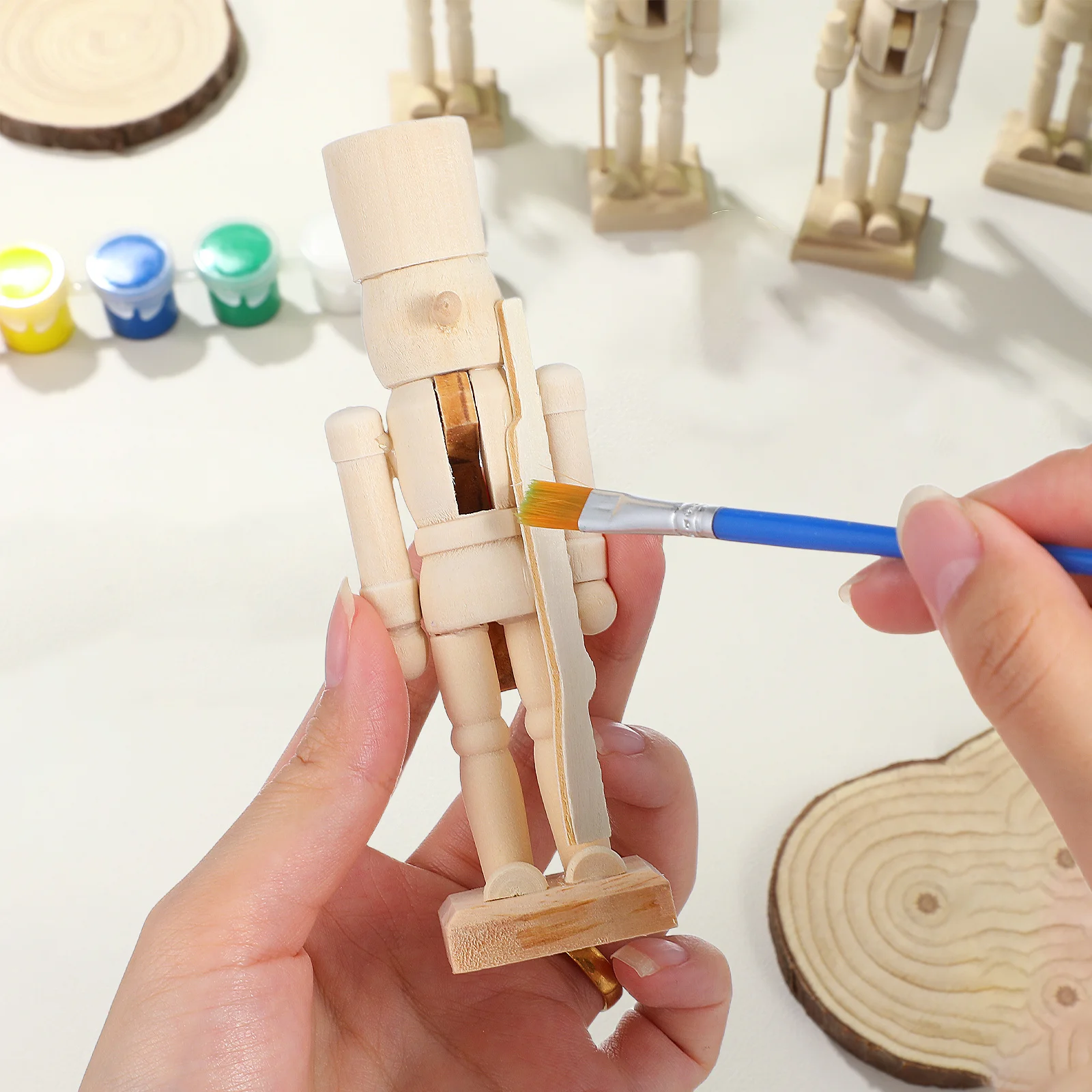 3 قطعة دمية خشبية دهان داي للأطفال هدية الكريسماس الخشب الجندي زخرفة كسارة البندق الخشبية دمية ديكور المنزل الحرفية مجموعة #4