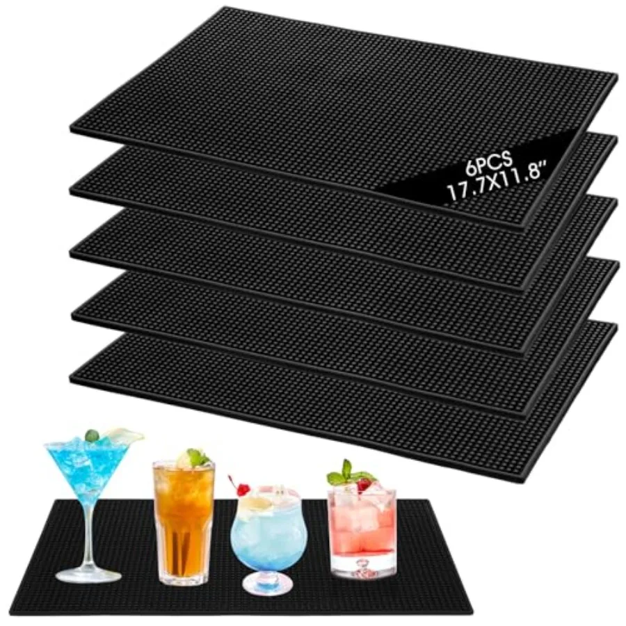 

cobee 6Pcs Bar Mats for countertop18x12Inch Silicone Drying Mat Service Spill Non Slip Thick Rubber Coffee Dish Mat for Bartend