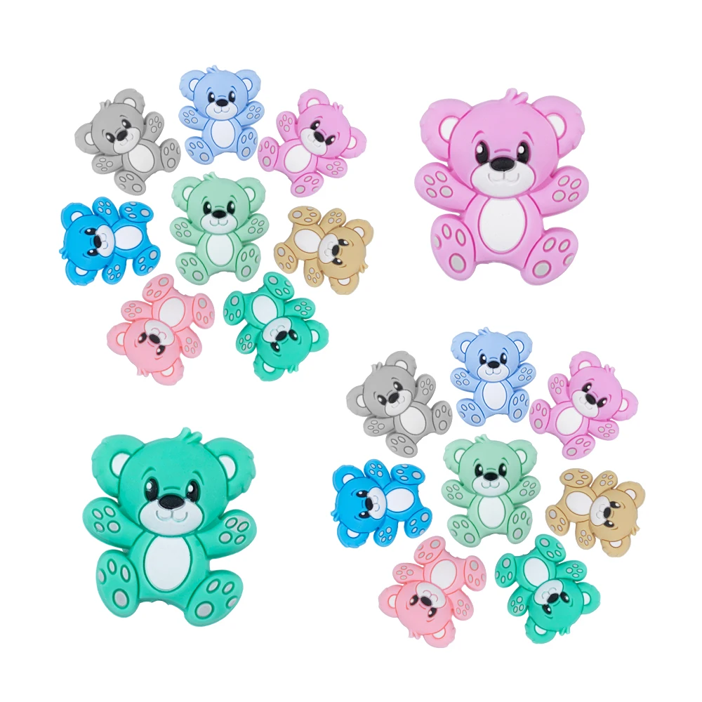 8pcs/Lot Mini Little Bear Silicone Focus Beads For Jewelry DIY Bracelet Necklace Pen Etc Handmade Personalized Accessories
