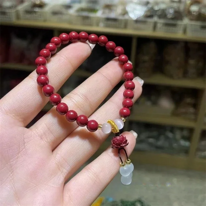

Handmade Cinnabar Jewelry Women's Versatile Bracelet High Content Imperial Cinnabar Lotus Clover ethnic style Bracelet