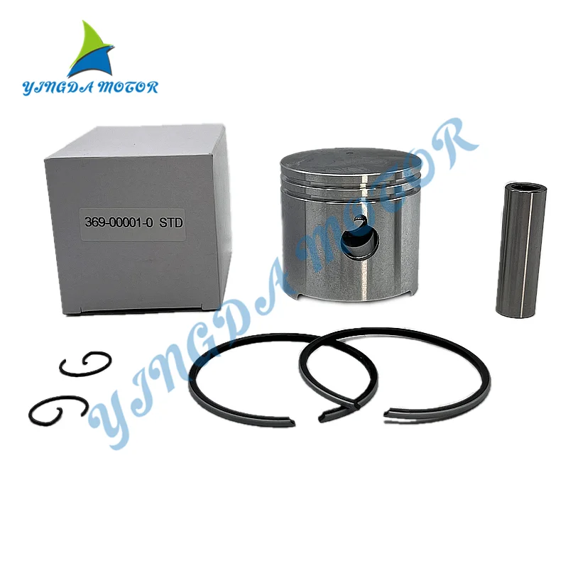 

Piston Set (Std) 369-00001 For TOHATSU 2 Stroke Outboard Motor M5 5HP With Clip and Pin 369-00001-0 351-00011-0 Diameter 55MM