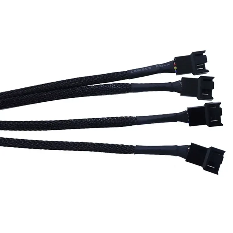 4 Pin Pwm Fan Cable 1 To 2/3/4 Ways Splitter Black Sleeved 27cm Extension Cable Connector PWM Extension Cables