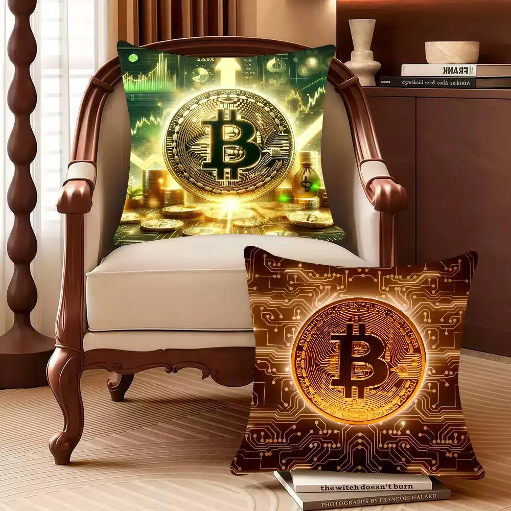 

B-Bitcoin Fashion Luxury Pillow Case Decor Protective Covers Comfortable soft for Sofa Living Room Home office