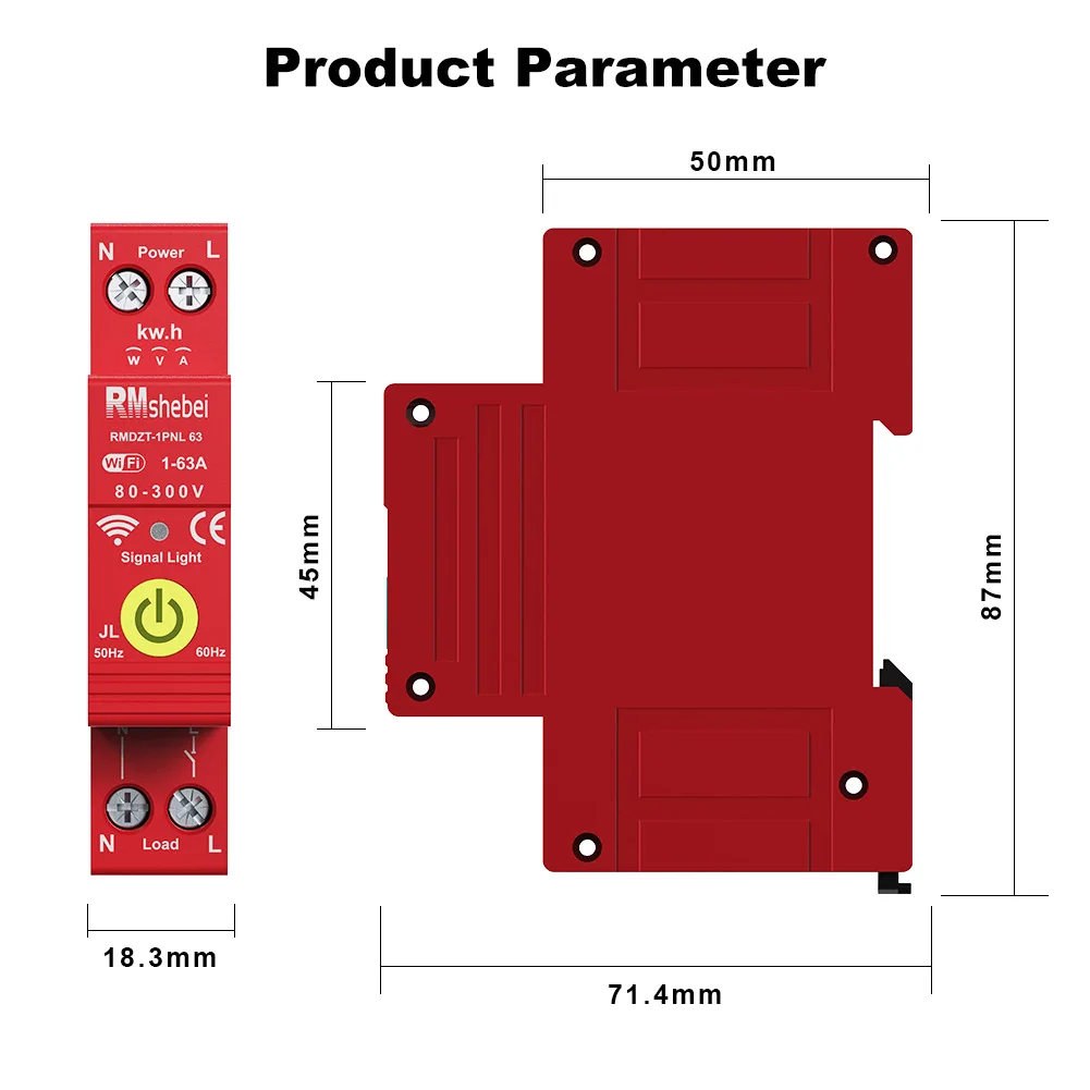 Tuya WiFi Intelligent Circuit Breaker 1P Reclosing Timer Din-rail Mounting Reclose Switch Automatic  Reclosure Protector