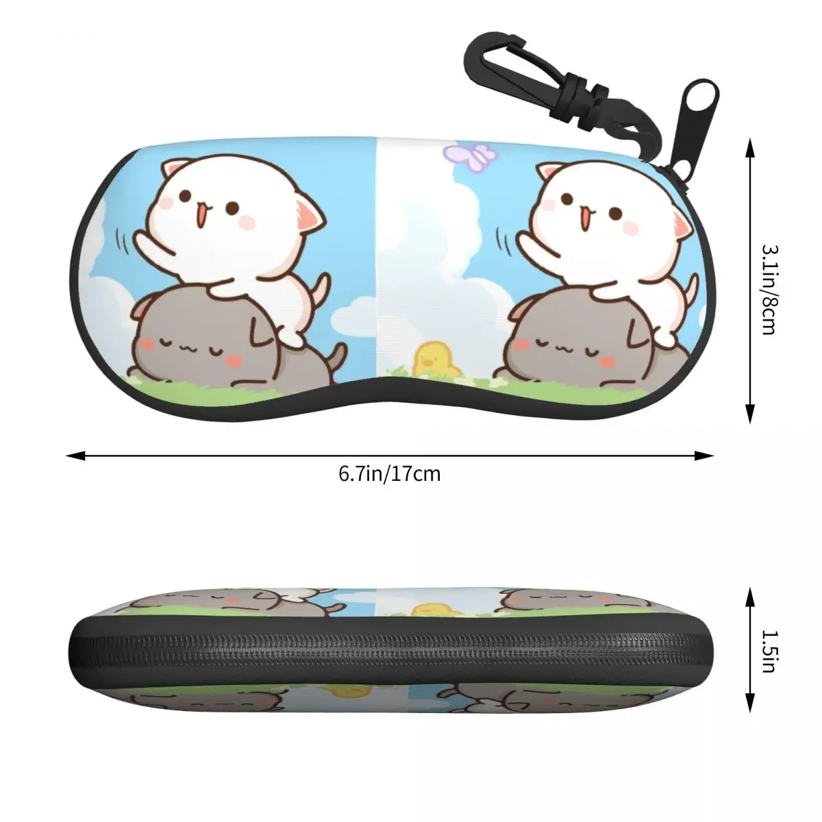 Custom Peach And Goma Romantic Mochi Cat Shell Glasses Case Unisex Travel Eyeglasses Case Sunglasses Protector Box