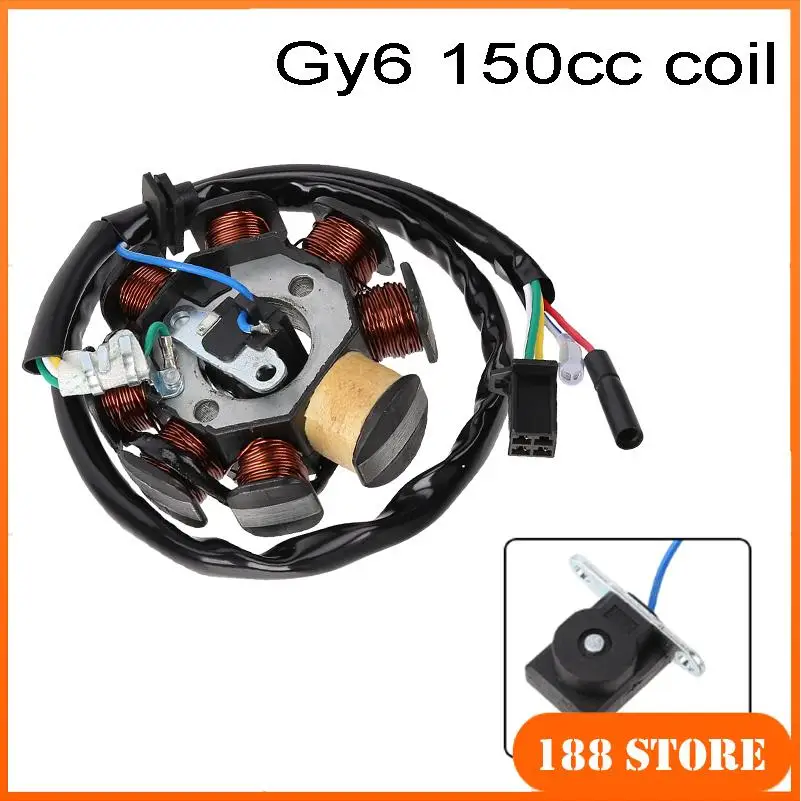 

GY6 150cc 125cc Stator Magneto Coil, 11/12 Pole Copper Ignition Coil for 4-Stroke Engine Scooter ATV Go Kart Moped Parts