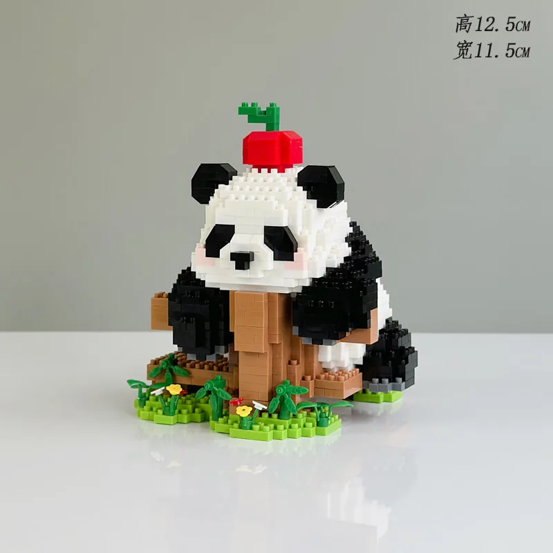 

Милая фигурка панды из строительных блоков, 3D-конструктор, миниатюрная сборная игрушка, подарок на день рождения для девочки, украшение для стола