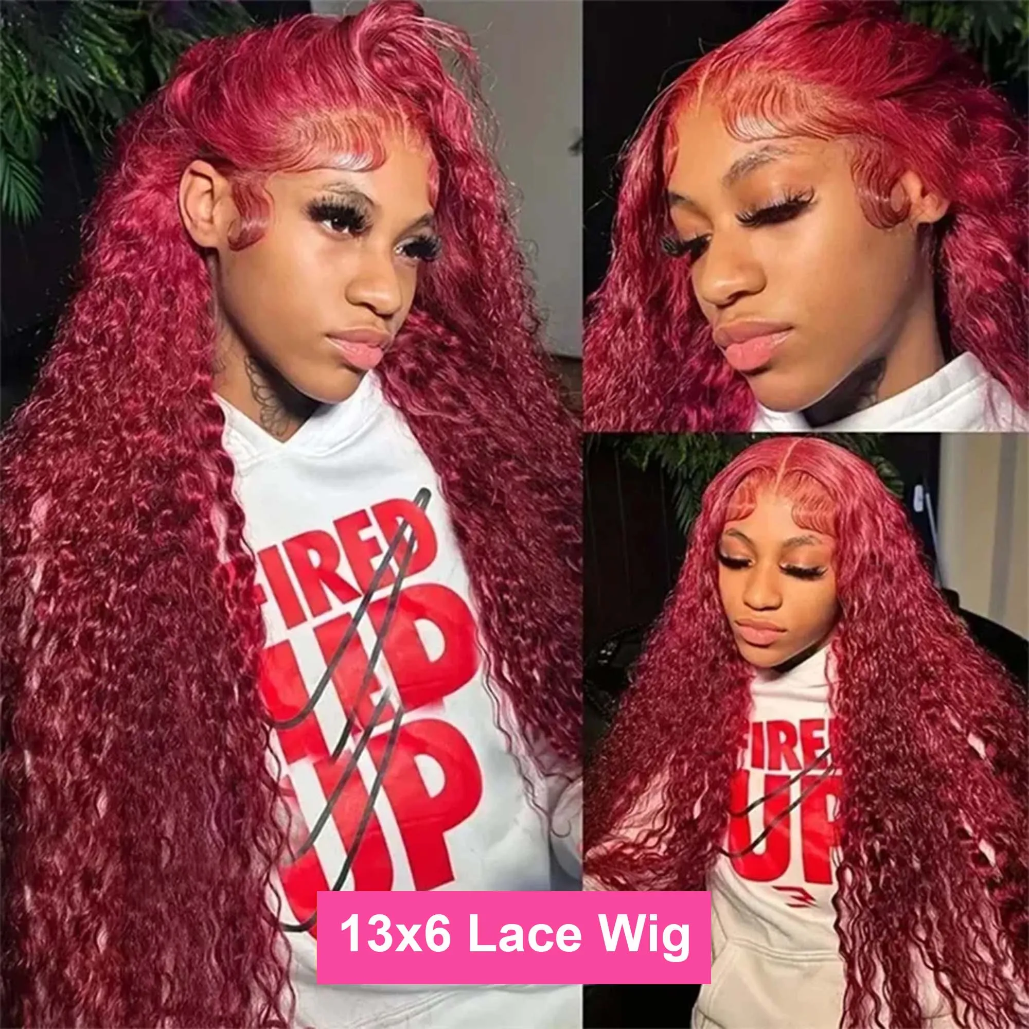200 كثافة موجة المياه 99J بورجوندي 13x6 الدانتيل الباروكة الأمامية شعر الإنسان 30 34 بوصة HD الدانتيل الجبهة الباروكات النبيذ الأحمر مجعد الباروكات قبل قطعها