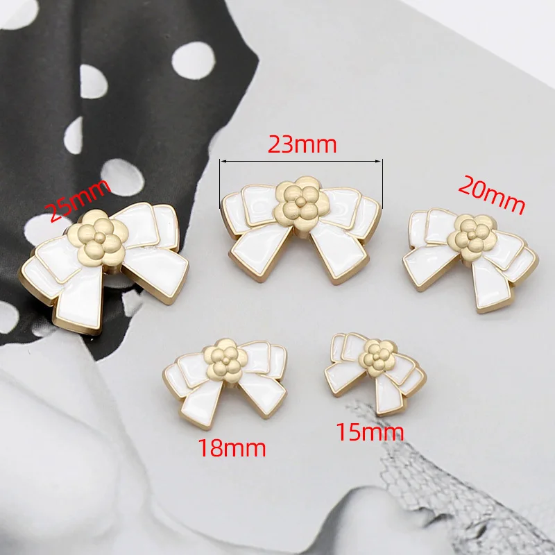 10PCS Of Metal Small Incense Bow Button 15/18/20/23/25MM Knit Decorative Clothing Accessories Buckle