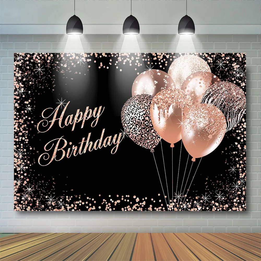 Mocsicka Girl's Birthday Photography Background Party Backdrop Pink Balloons Cake Smash Kids Glitter Dots Child Photo Studio