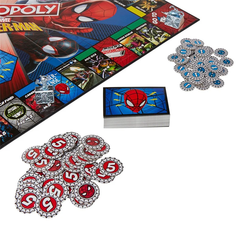 Hasbro Gaming Monopoly Card Game for Kids Marvel SpiderMan Board Game Play Anime Figure Token Board Family Game Party Kids Toys