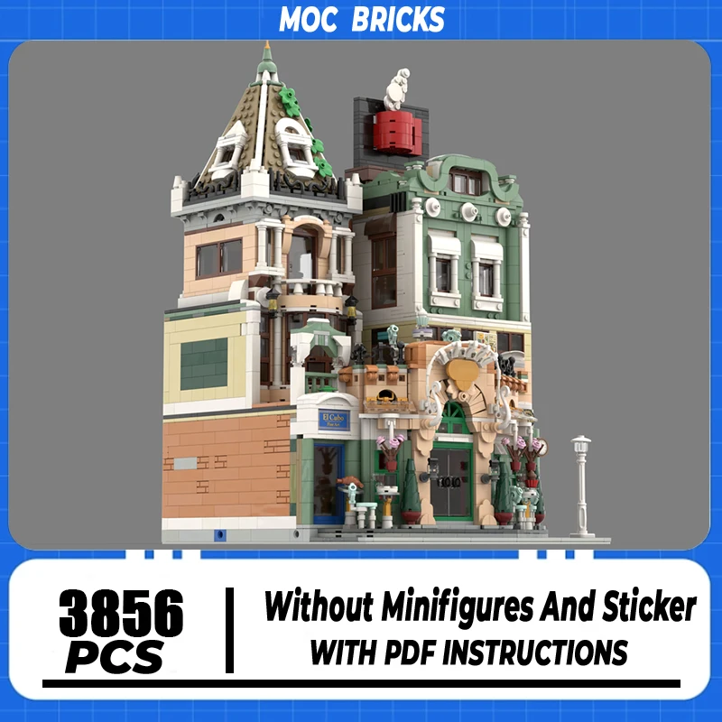 

Street View Model Moc Building Block French Café Restaurant Model Technology Brick DIY Assembly Modular Construction Toy Gifts