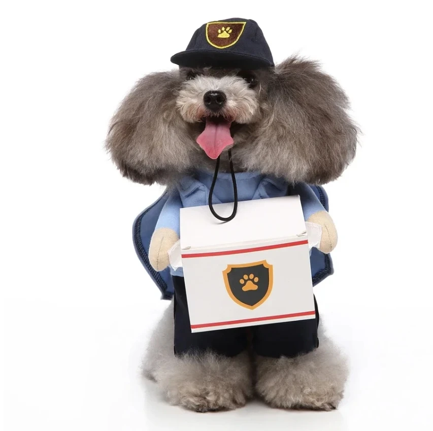 Cute Postman Costume Fun Clothes Dog Cosplay Costume Fun Dress up Pet Novelty Costume Festival Party Dog Postman