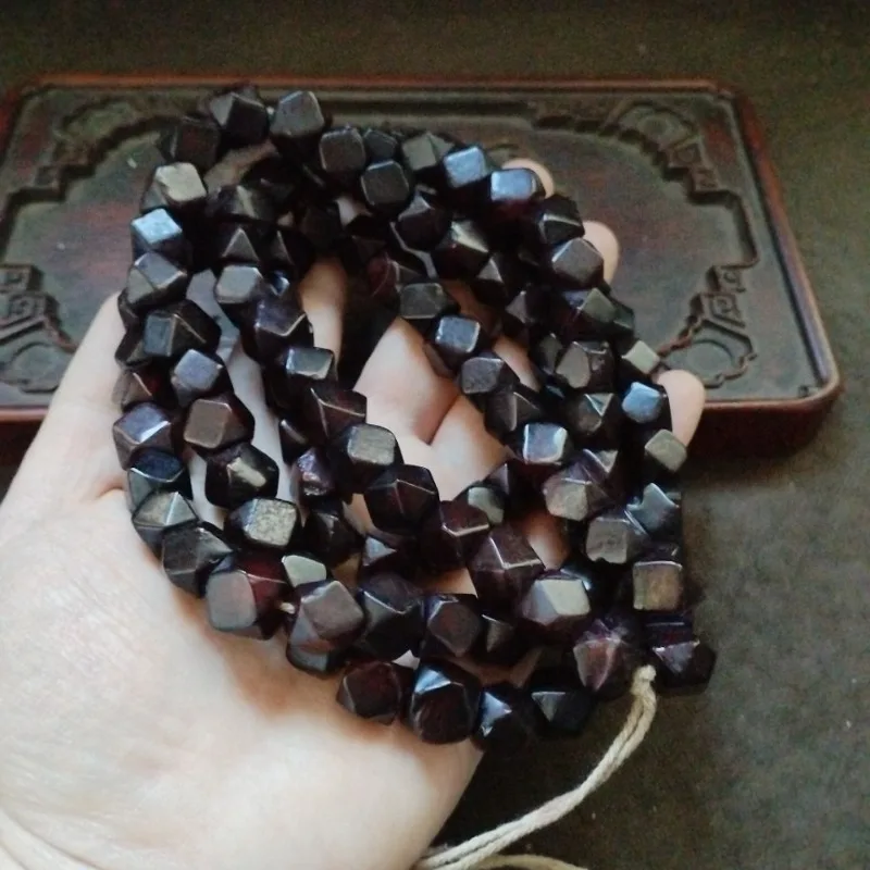 Dark Brown Faceted Block Bead String Retro Polished Multi Sided Beads Minimalist Unisex DIY Jewelry Making Supplies