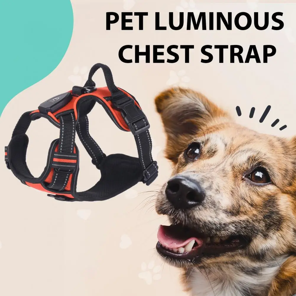 Pet Vest Harness Rechargeable Led Dog Harness for Night Walking Adjustable Glow Vest for Small Medium Dogs Pet Chest Strap Led