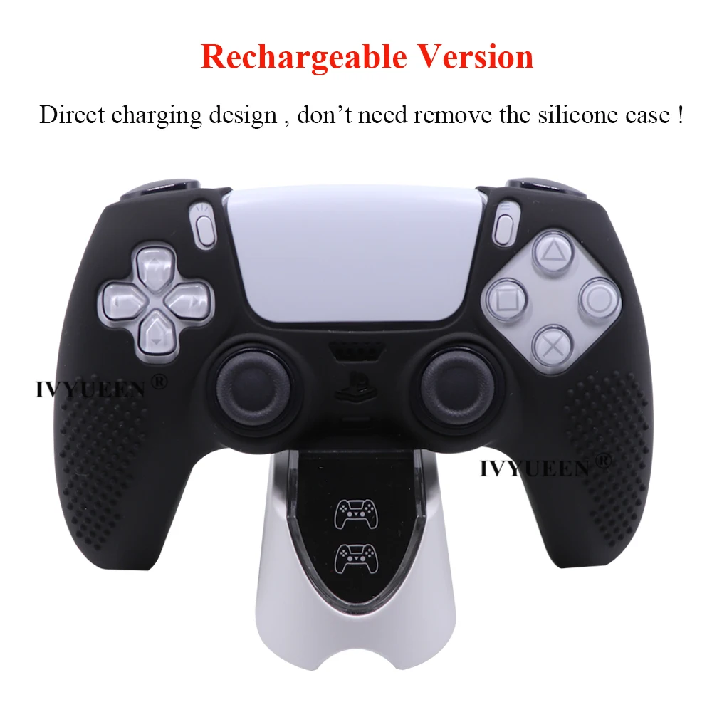 Ivyueen gel de silicone macio capa de borracha para playstation 5 ps5 controlador proteção da pele polegar aperto caps para dualsense