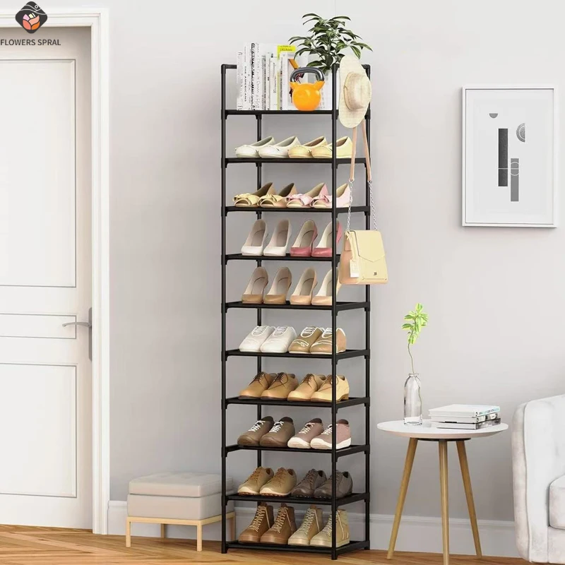 Étagère à chaussures à 10 niveaux, capable de stocker environ 20 paires de bottes, étagère à chaussures étroite pour ranger les chaussures et les sacs d'entrée