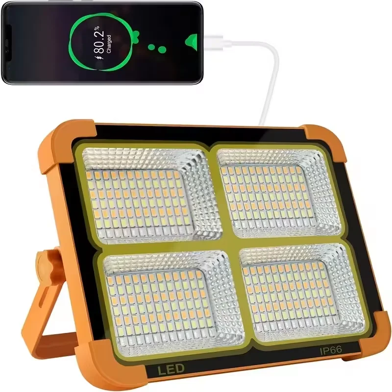 Outdoor Portable LED Solar Floodlight Rechargeable 500W Spotlight Lantern Suitable for Emergency Lighting Camping Searchlight