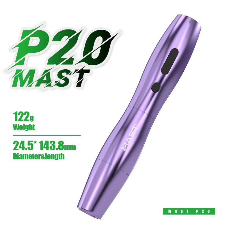 Mast P20 PMU Tattoo Machine Pen Slag 2,5 mm Draadloze Accu 122g Lichtgewicht Ontwerp Micropigmentatie Permanente Make-up Machine