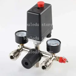 220V 90-120 psi Air Compressor Pump with Pressure Switch Control Valve Manifold Relief Regulator with Gauge