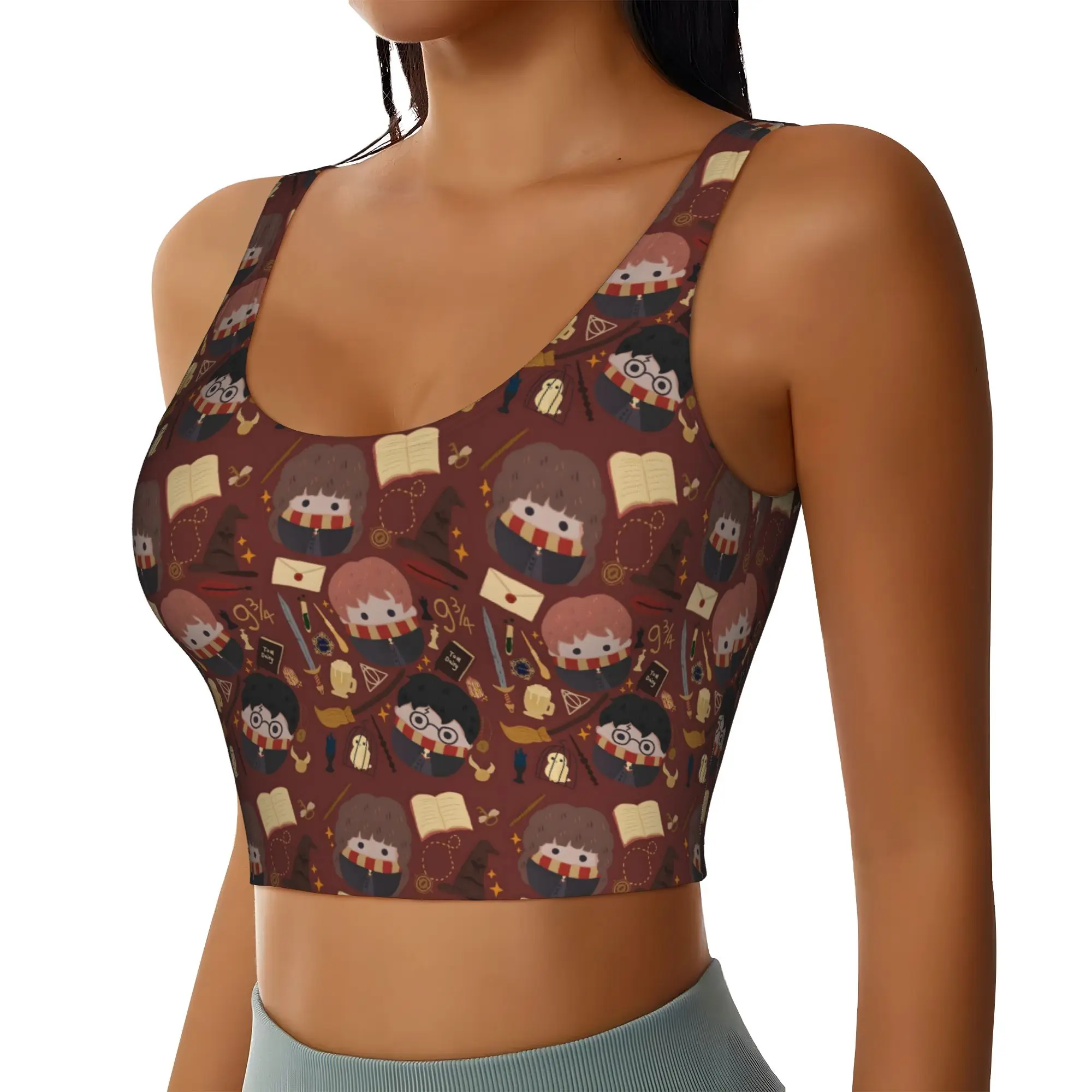 Custom H-Harryed Cartoon Workout Crop Tank Tops Women Seamless Magic School Yoga Running Sports Bras