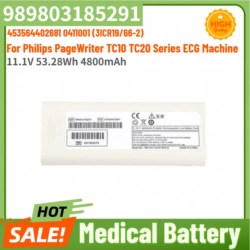 

100% New 989803185291 High Quality Medical Battery 11.1V 53.28Wh 4800mAh For Philips PageWriter TC10 TC20 Series ECG Machine