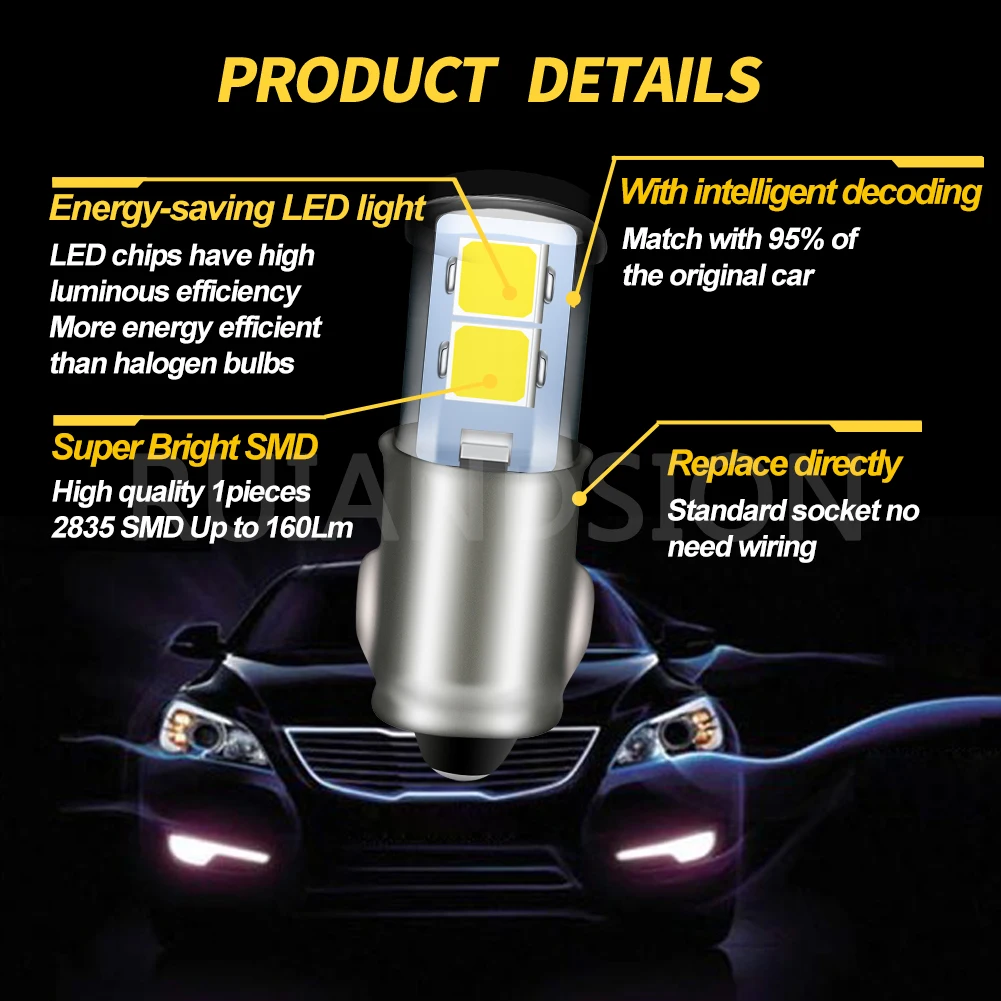 10Pcs BA7S T7 LED Car Light Bulbs Interior Instrument Panel Lamp Car Dash Board Lights DC 12V 6000K 4300K Blue Yellow Lamp Shade