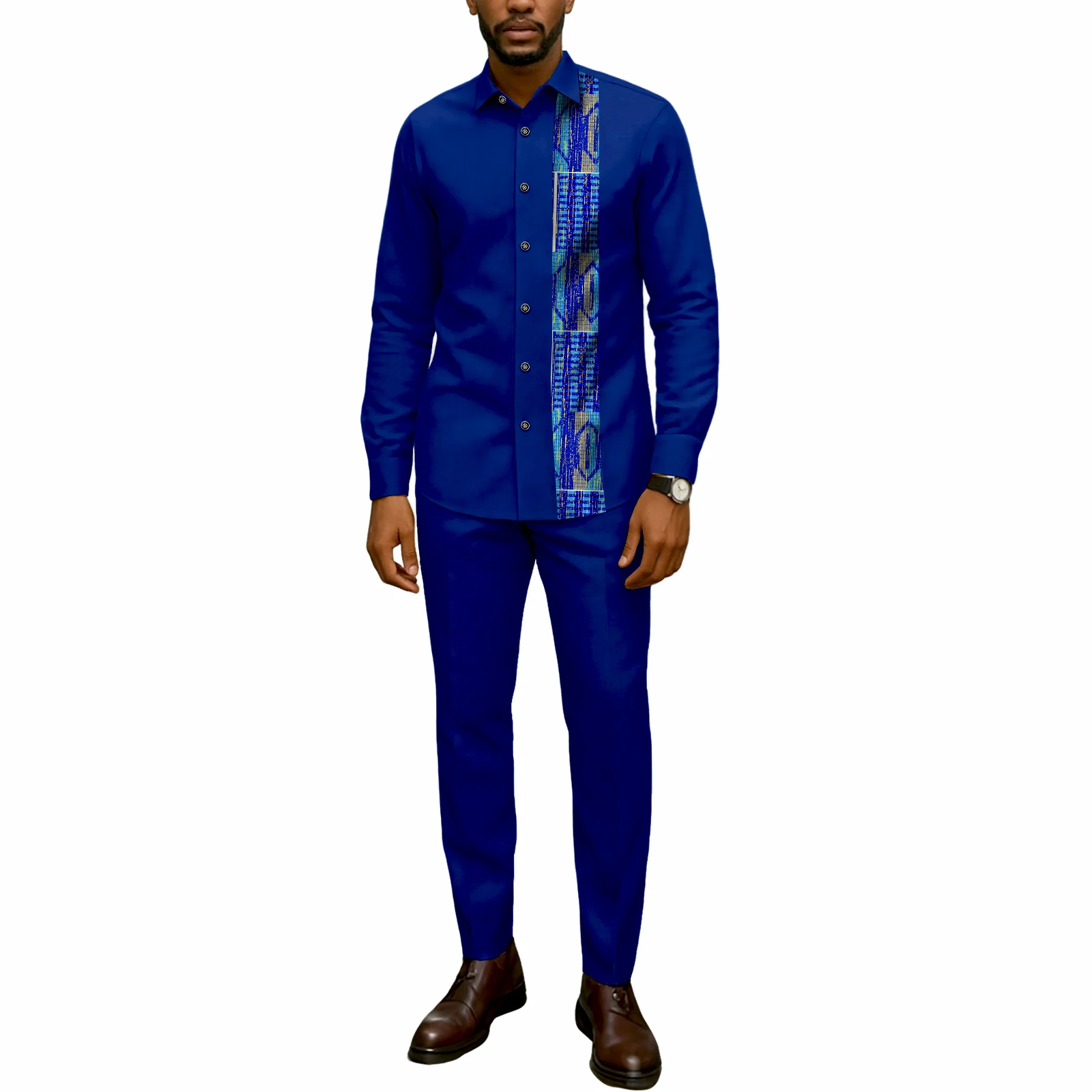 

SEA&ALP Men's African Suit Traditional Dashiki Outfits Top Shirt and Pants 2 Piece Set Clothes Attire