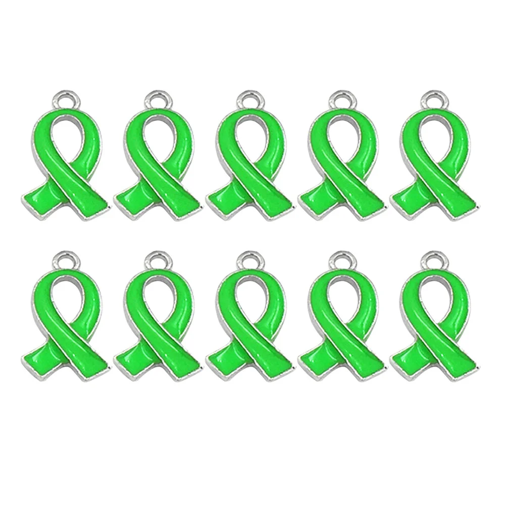 50Pcs Green Ribbon Pendant Necklace Keychain Mobile Phone Accessory for Women Girls Everyday Wear Party Gift Pendant