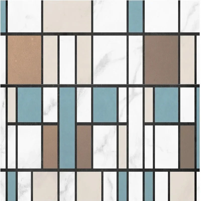 Papier Peint Mural 3D Personnalisé, Moderne, Minimaliste, Créatif, Abstrait, Géométrique, Marbre, Jazz, Fond Blanc, Peinture Murale