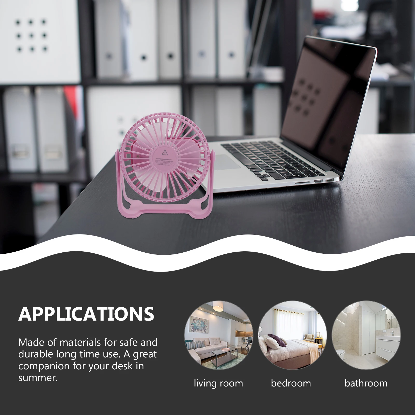

Portable Desktop Fan Delicate USB Fan Practical Air Fan Miniature Quiet Fan for Dorm Home Office Room (Pink）