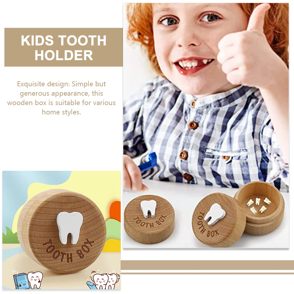 

Baby Tooth Kids Organizer Keepsake Wooden Storage Container Kids Souvenir Teeth Organizer Saver Case for Milk Teeth Hair